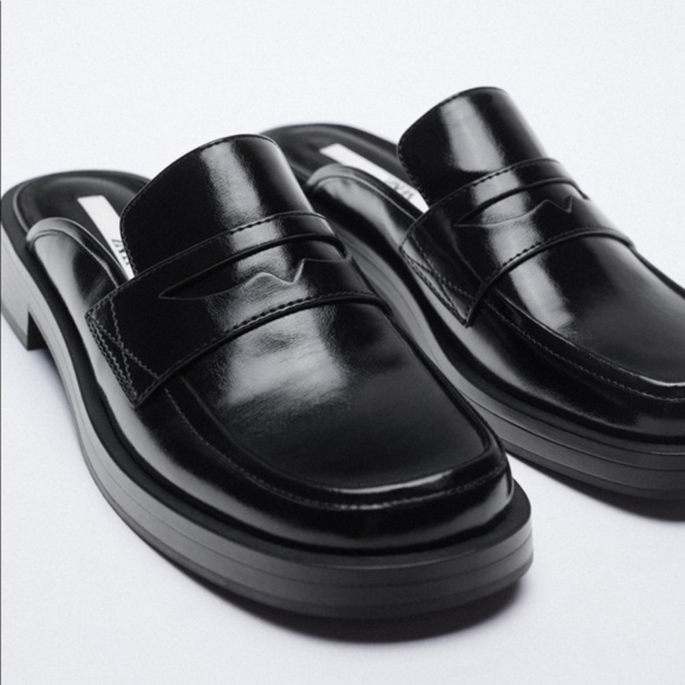 ZARA Leather Penny loafer mules